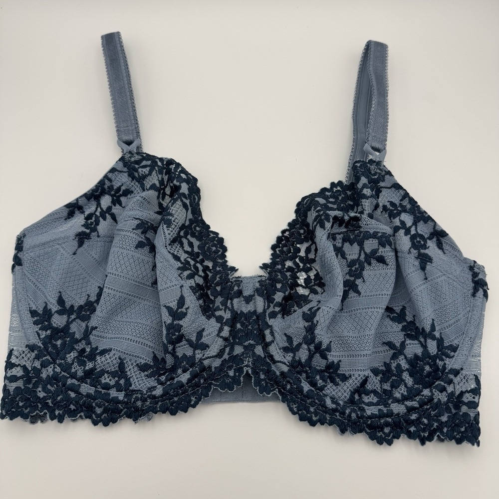 WACOAL Blue Embrace Lace Underwire Unpadded Bra #65191 Sz 34DD